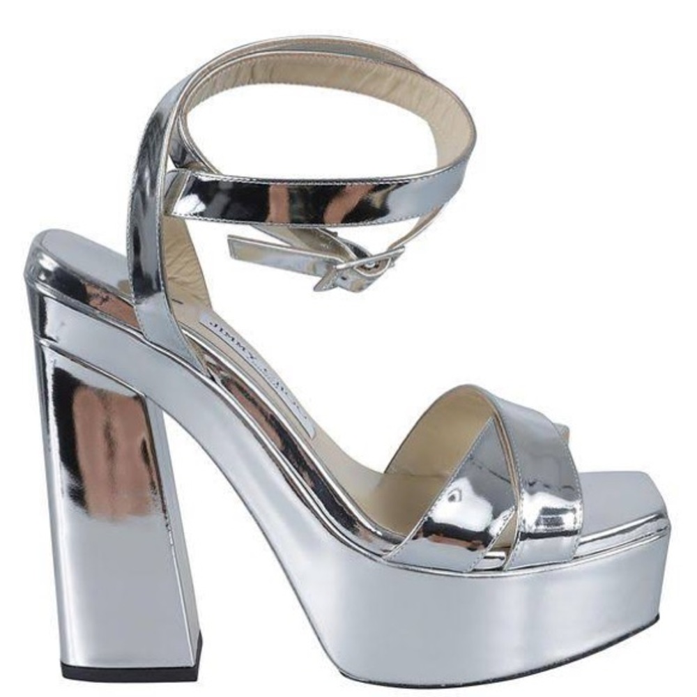 Jimmy Choo Heloise Metallic Ankle-Strap Platform Sandals size 37. never worn!!